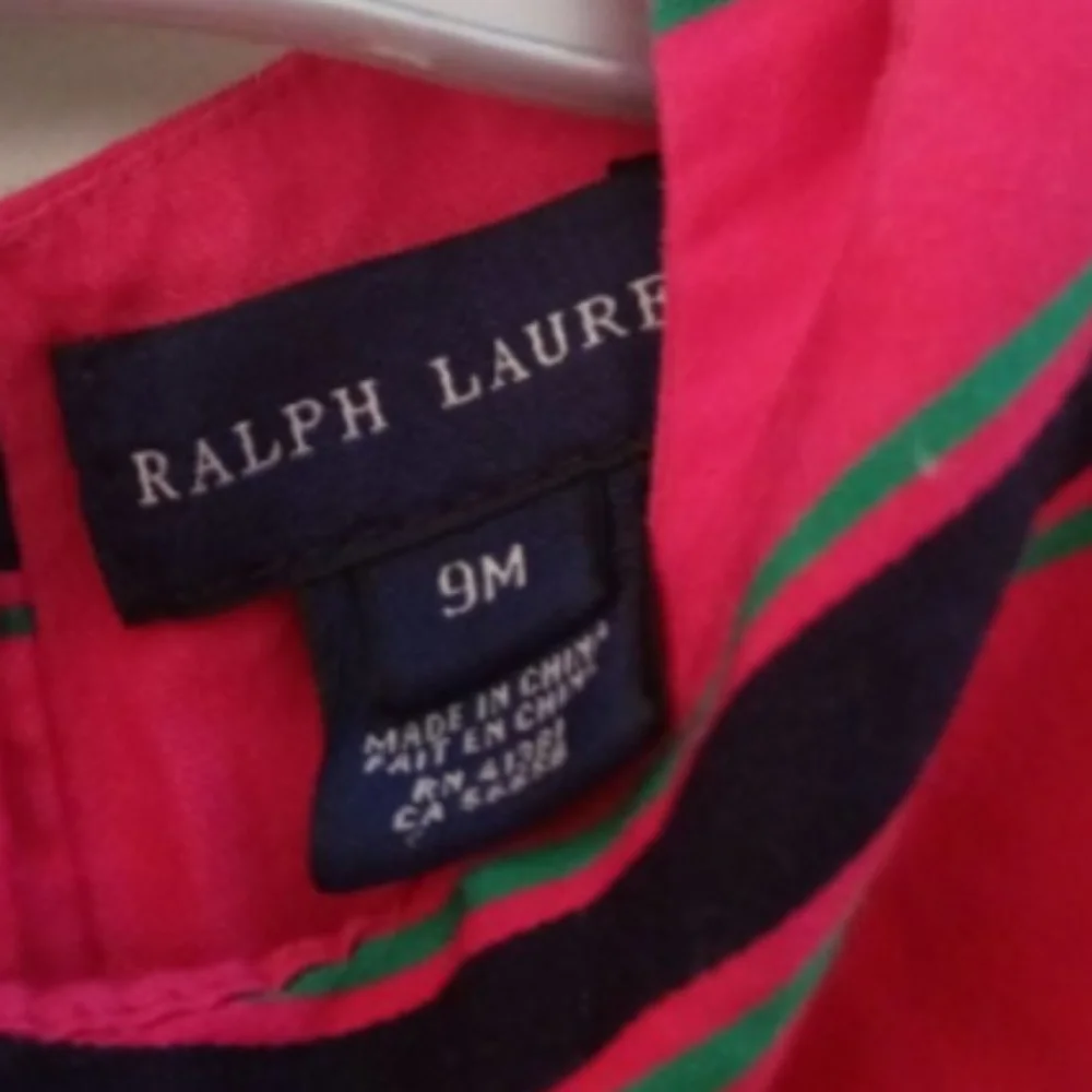 Ralph Lauren Girls Baby Cotton Striped Dress Sz 9M